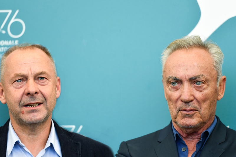 Czech director Vaclav Marhoul and German actor Udo Kier poses during the photocall for his movie ‘The Painted Bird’