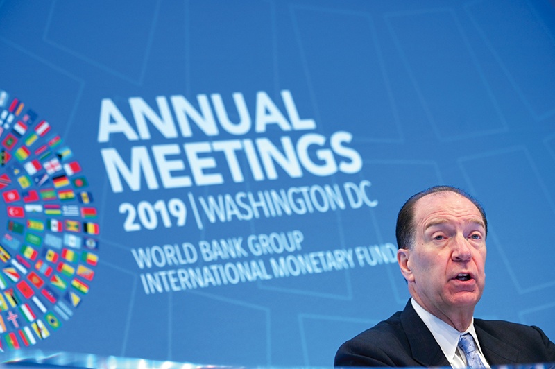 World Bank President David Malpass speaks at a news conference during the IMF/World Bank 2019 Annual Fall Meetings, in Washington, DC, on October 17, 2019. - AFP