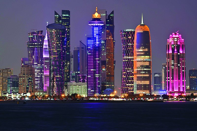 A general view taken on December 20, 2019 shows the skyline of the Qatari capital Doha. (Photo by GIUSEPPE CACACE / AFP)