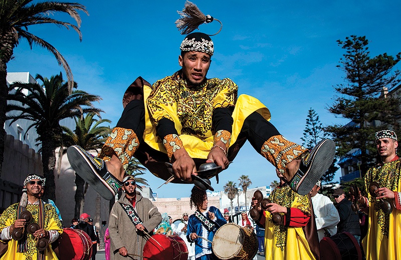 A Gnawa traditional group performs in the city of Essaouira to celebrate the decision of adding the Gnawa culture to UNESCO’s list of Intangible Cultural Heritage of Humanity. Gnawa culture, a centuries-old Moroccan practice rooted in music, African rituals and Sufi traditions, was added to UNESCO’s list of Intangible Cultural Heritage of Humanity last week. — AFP Photos