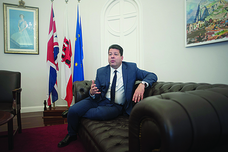 Chief Minister of Gibraltar Fabian Picardo speaks during an intreview with AFP in Gibraltar, on January 17, 2020. (Photo by JORGE GUERRERO / AFP)