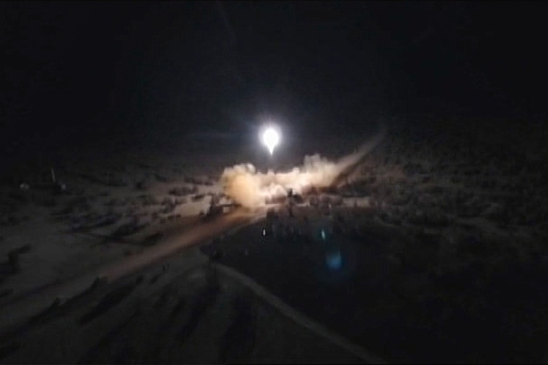 An image grab from footage obtained from the state-run Iran Press news agency on January 8, 2020 allegedly shows rockets launched from the Islamic republic against the US military base in Ein-al Asad in Iraq the prevous night. - Iran fired a volley of missiles late on January 7, 2020 at Iraqi bases housing US and foreign troops in Iraq, the Islamic republic's first act in its promised revenge for the US killing of a top Iranian general. Launched for the first time by government forces inside Iran instead of by proxy, the attack marked a new turn in the intensifying confrontation between Washington and Tehran and sent world oil prices soaring. (Photo by - / IRAN PRESS / AFP) / RESTRICTED TO EDITORIAL USE - MANDATORY CREDIT - AFP PHOTO / HO / IRAN PRESS NO MARKETING NO ADVERTISING CAMPAIGNS - DISTRIBUTED AS A SERVICE TO CLIENTS FROM ALTERNATIVE SOURCES, AFP IS NOT RESPONSIBLE FOR ANY DIGITAL ALTERATIONS TO THE PICTURE'S EDITORIAL CONTENT, DATE AND LOCATION WHICH CANNOT BE INDEPENDENTLY VERIFIED  - NO RESALE - NO ACCESS ISRAEL MEDIA/PERSIAN LANGUAGE TV STATIONS/ OUTSIDE IRAN/ STRICTLY NI ACCESS BBC PERSIAN/ VOA PERSIAN/ MANOTO-1 TV/ IRAN INTERNATIONAL /