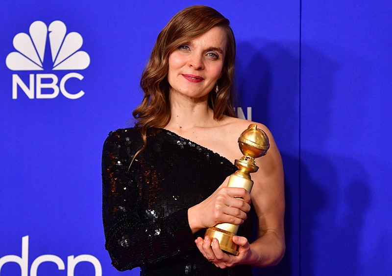 Icelandic musician Hildur Gudnadottir poses in the press room with the award for best Best Original Score - Motion Picture during the 77th annual Golden Globe Awards on January 5, 2020, at The Beverly Hilton hotel in Beverly Hills, California. (Photo by FREDERIC J. BROWN / AFP)
