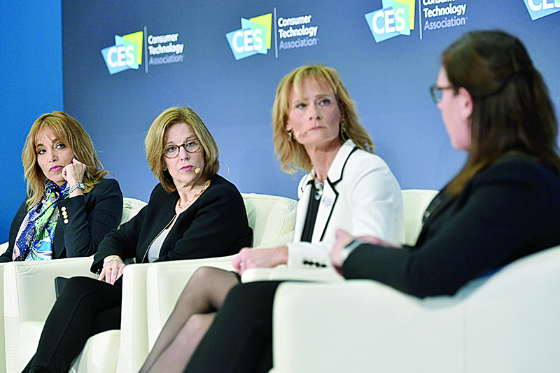 LAS VEGAS, NEVADA - JANUARY 07: (L-R) Facebook VP, Public Policy and Chief Privacy Officer for Policy Erin Egan, Apple Senior Director, Global Privacy Jane Horvath, The Procter &amp; Gamble Company Global Privacy Officer Susan Shook and Federal Trade Commissioner Rebecca Slaughter participate in a privacy roundtable at CES 2020 at the Las Vegas Convention Center on January 7, 2020 in Las Vegas, Nevada. CES, the world's largest annual consumer technology trade show, runs through January 10 and features about 4,500 exhibitors showing off their latest products and services to more than 170,000 attendees.   David Becker/Getty Images/AFP