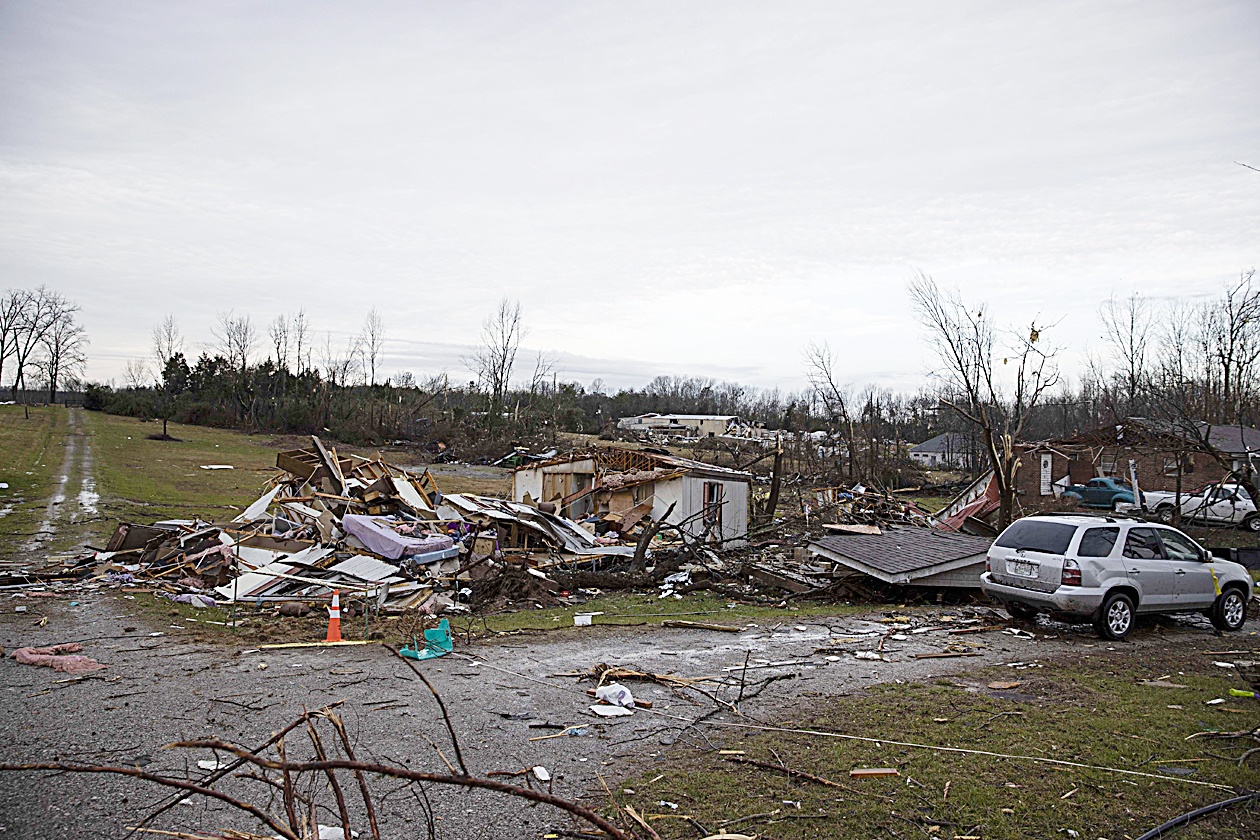COOKEVILLE, TN - MARCH 03: A home is shown destroyed by high winds from one of several tornadoes that tore through the state overnight on March 3, 2020 in Cookeville, Tennessee. At least eight people were killed and scores more injured in the storms that caused severe damage in downtown Nashville.   Brett Carlsen/Getty Images/AFPn== FOR NEWSPAPERS, INTERNET, TELCOS &amp; TELEVISION USE ONLY ==