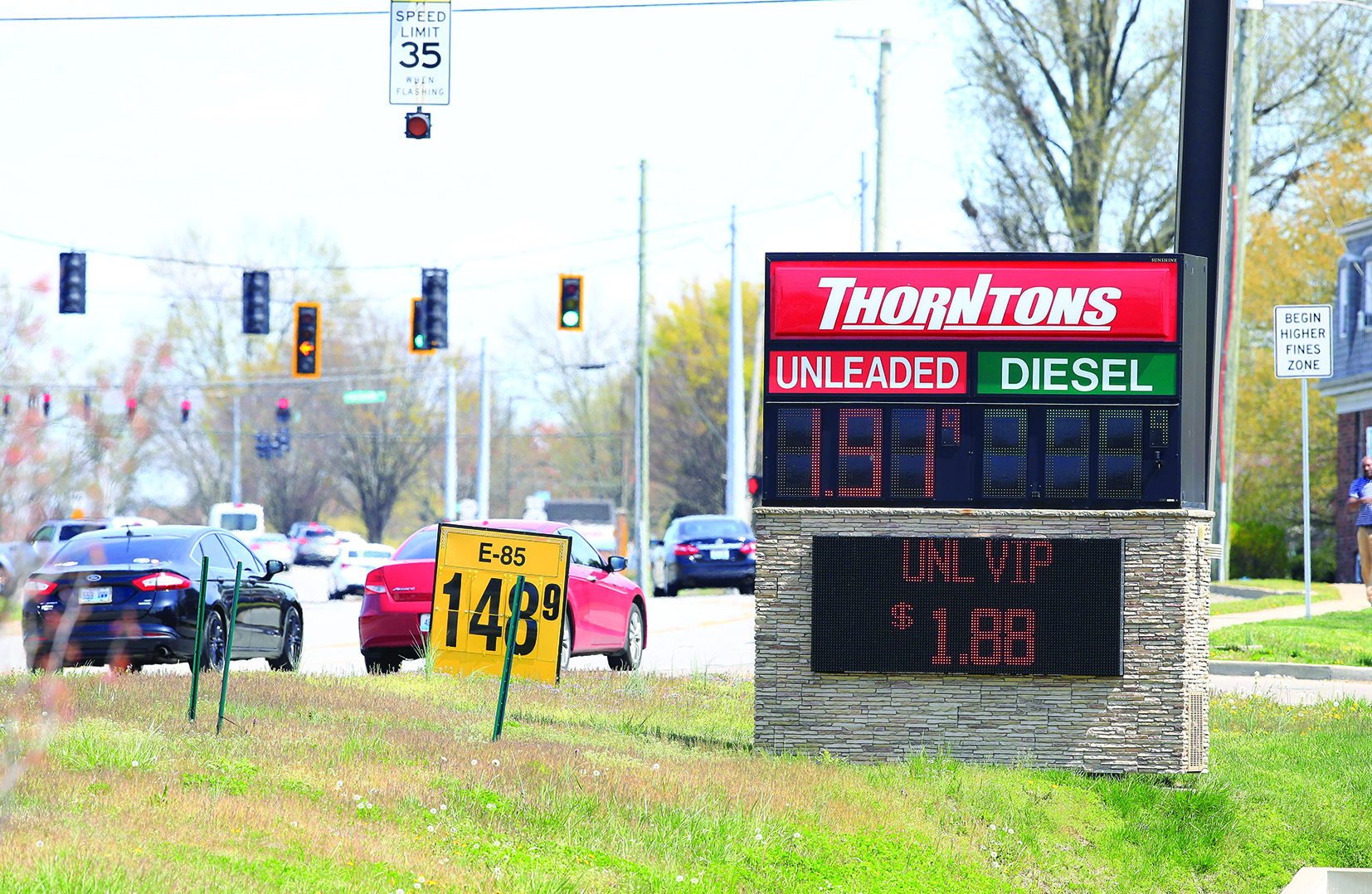 LOUISVILLE, KENTUCKY - APRIL 02: A sign shows the price of gas at a gas station as the national average falls under $2 per gallon amid the coronavirus pandemic on April 02, 2020 in Louisville, Kentucky. According to AAA, roughly 70% of U.S. gas stations are offering $1.99 or less per gallon, which is the lowest price in four years.   Andy Lyons/Getty Images/AFP