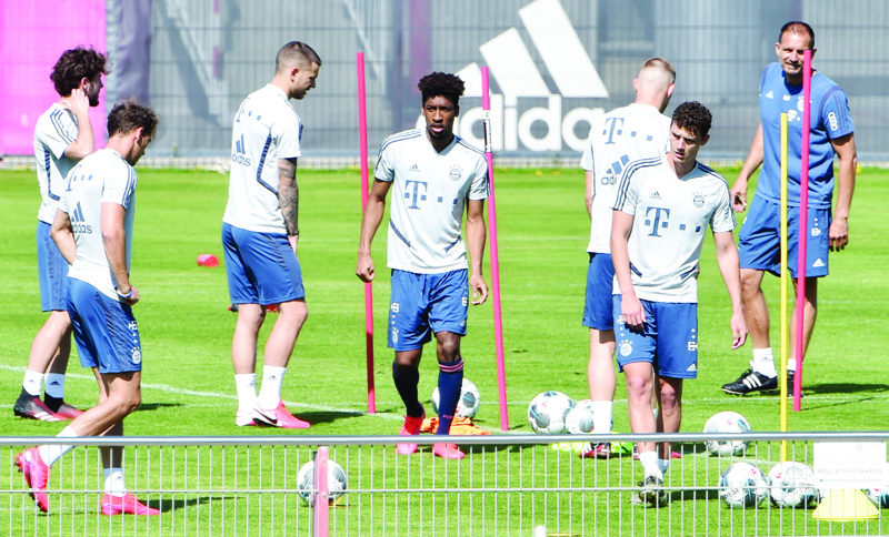 Bayern Munich's players attend a training session at the football team's training grounds in Munich, southern Germany, on April 16, 2020. (Photo by Christof STACHE / AFP)