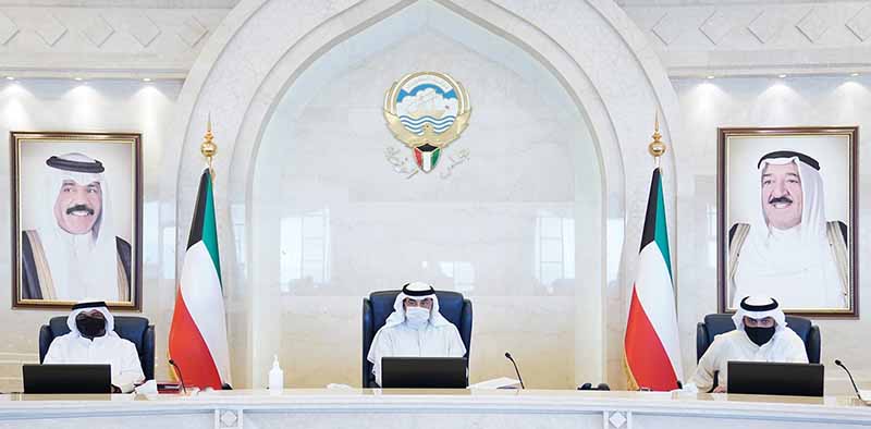 KUWAIT: HH the Prime Minister Sheikh Sabah Al-Khaled Al-Hamad Al-Sabah chairs a Cabinet session on Monday. – KUNA