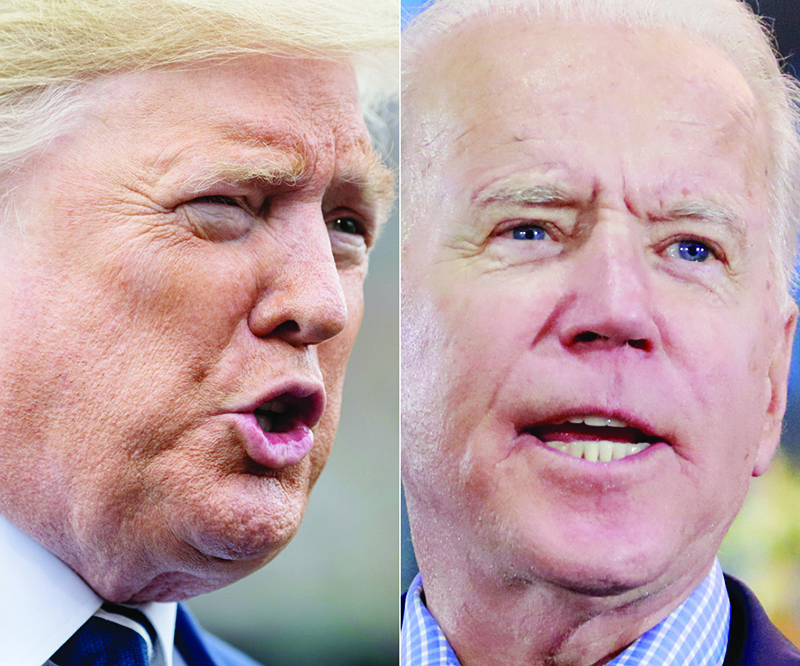 This combination of file photos shows US President Donald Trump (left) and Democratic presidential hopeful and former Vice President Joe Biden.—AFP