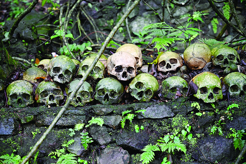 TRUNYAN: Photo shows skulls at a cemetery where Bali’s Trunyanese people hold open-air burials - before restrictions were implemented due to the COVID-19 coronavirus - near the village of Trunyan in Bangli Regency. — AFP