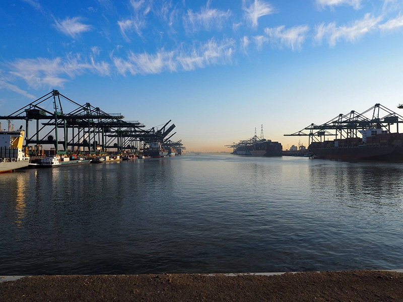 An empty shipping dock is seen in this file photo as the global outbreak of the coronavirus disease (COVID-19) continues in the Port of Los Angeles, California.