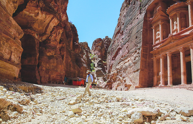PETRA: Nayef Hilalat guards the empty ancient city of Petra on June 1, 2020 amid the COVID-19 pandemic crisis. — AFP