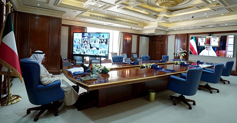 KUWAIT: His Highness the Prime Minister Sheikh Sabah Al-Khaled Al-Hamad Al-Sabah chairs the Cabinet’s weekly meeting via teleconference.