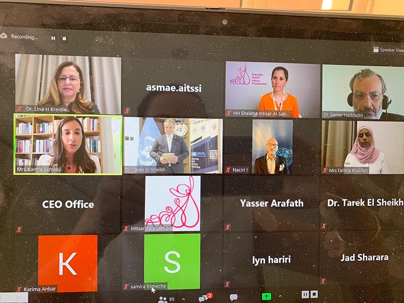KUWAIT: Participants in a virtual seminar co-organized by the UN and the Intisar Foundation about psychological therapy to help Arab women overcome impacts of conflicts. — KUNA