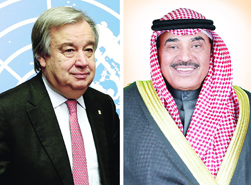 Antonio Guterres and His Highness the Prime Minister Sheikh Sabah Al-Khaled Al-Hamad Al-Sabah.