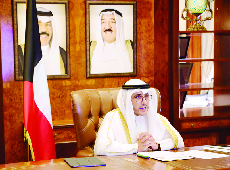 KUWAIT: Kuwait’s Foreign Minister Sheikh Dr Ahmad Nasser Mohammad Al-Sabah speaks during the meeting. —KUNA