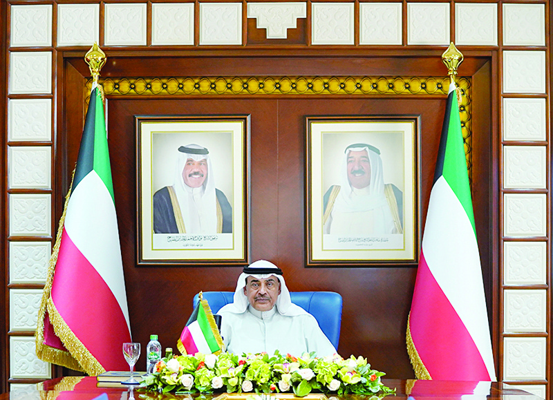 KUWAIT: Kuwait’s Prime Minister His Highness Sheikh Sabah Al-Khaled Al-Hamad Al-Sabah chairs the cabinet’s meeting. — KUNA
