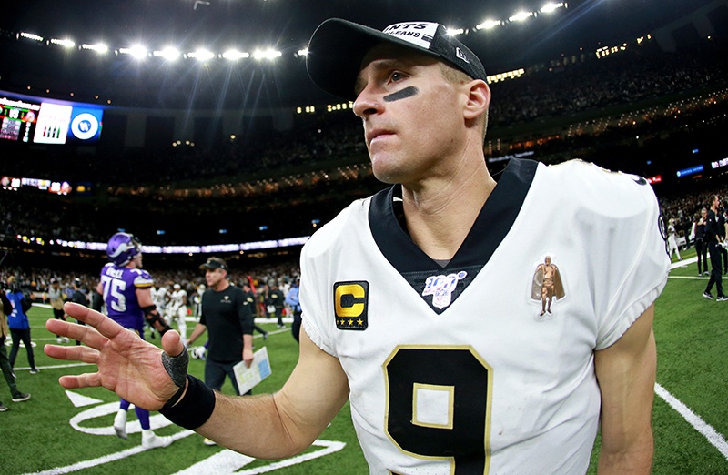 MINNESOTA: File photo shows Drew Brees #9 of the New Orleans Saints looks on after losing in the NFC Wild Card Playoff game against the Minnesota Vikings. President Trump criticised Drew Brees on June 5, saying the NFL star was wrong to apologise for his comments about kneeling protests which ignited controversy. — AFP