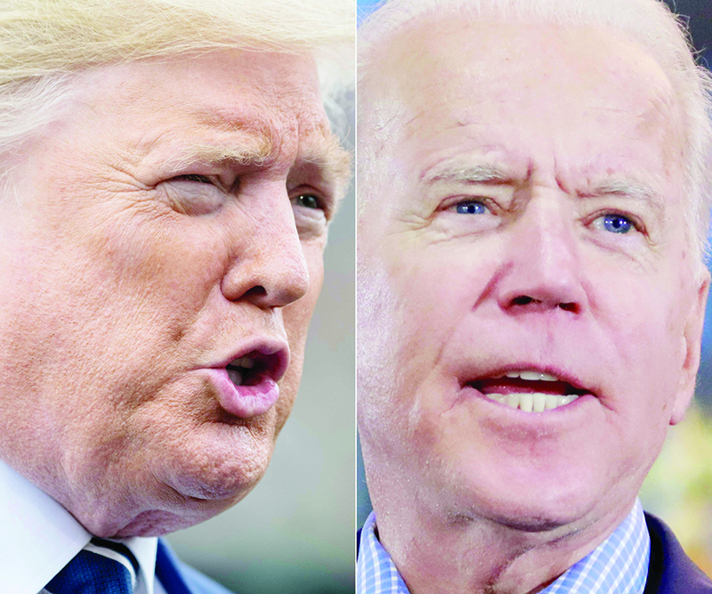 This combination of file photos shows US President Donald Trump (left) and Democratic presidential hopeful and former Vice President Joe Biden during the Nevada caucuses. — AFP