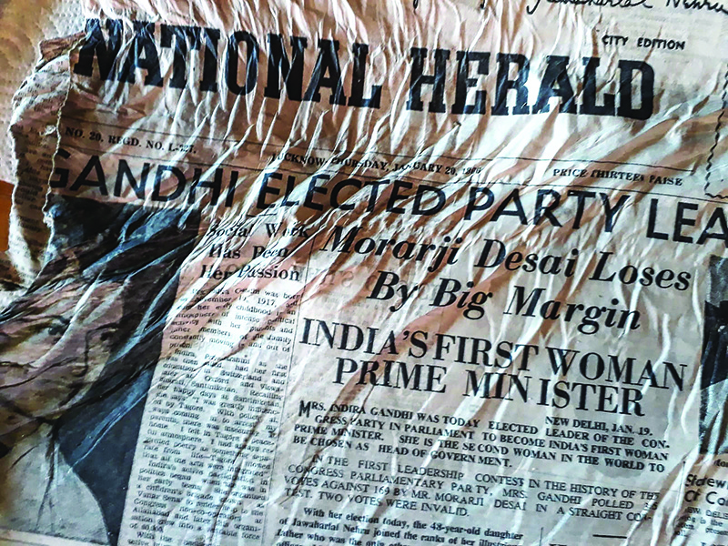 CHAMONIX, France: A picture taken on July 9, 2020 at the Bossons glacier shows a 1966 copy of Indian newspaper The Herald with a headline announcing the election of Indira Gandhi. — AFP