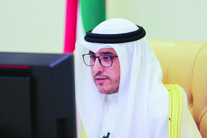 KUWAIT: Kuwaiti Foreign Minister Sheikh Dr Ahmad Nasser Al-Mohammad Al-Sabah speaks during the forum via videoconference. — KUNA