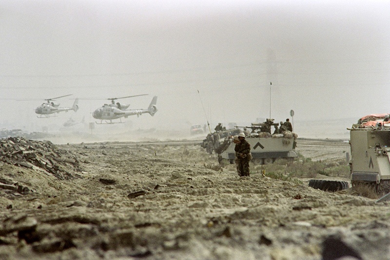 In this file photo taken on Feb 25, 1991, Saudi soldiers are seen in Kuwait on the second day of the allied ground assault against Iraqi forces. - AFP