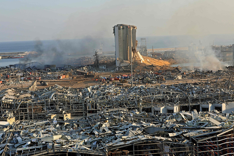 BEIRUT: A destroyed silo is seen amid the rubble and debris following Tuesday’s blast at the port of Lebanon's capital on August 5, 2020. – AFP