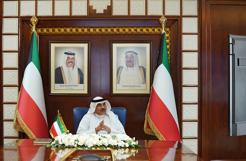 His Highness the Prime Minister Sheikh Sabah Al-Khaled Al-Hamad Al-Sabah chairs the Cabinet's meeting.