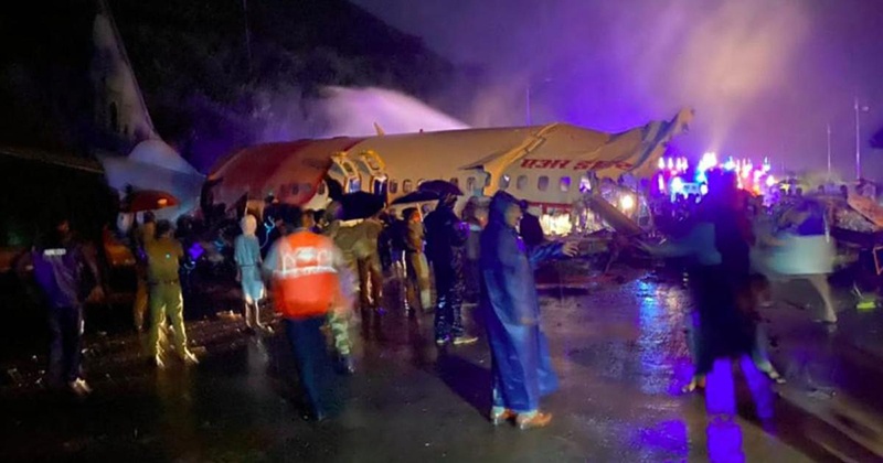 An image shared on social media purportedly shows the Air India Express flight that crashed in Kerala's Kozhikode on Friday.