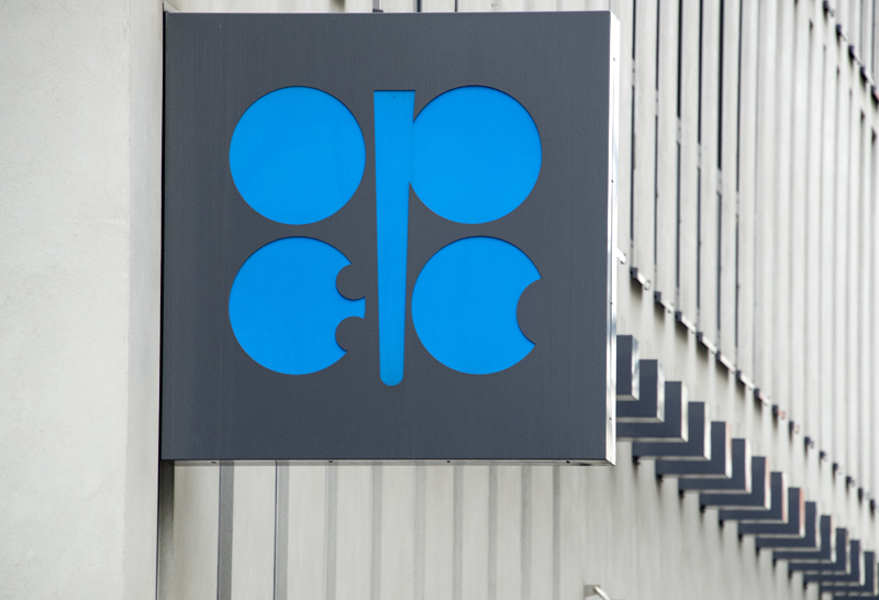 OPEC logo at OPEC headquarters  is seen during the  OPEC meeting in Vienna,Austria on September 22 ,2017 where the OPEC members reviewed progress on their 2016 agreement to curb oil output.