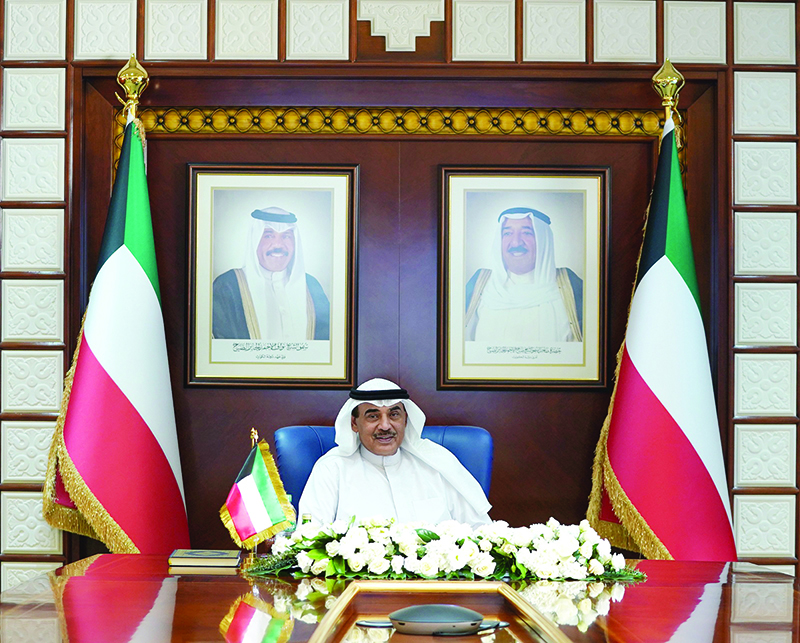 KUWAIT: His Highness the Prime Minister Sheikh Sabah Al-Khaled Al-Hamad Al-Sabah chairs the Cabinet’s virtual meeting. — KUNA