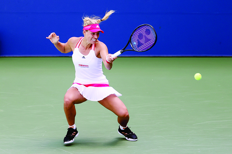 NEW YORK: Angelique Kerber of Germany returns a shot during her Women’s Singles third round match against Ann Li of the United States on Day Five of the 2020 US Open at USTA Billie Jean King National Tennis Center in the Queens borough of New York City. — AFP