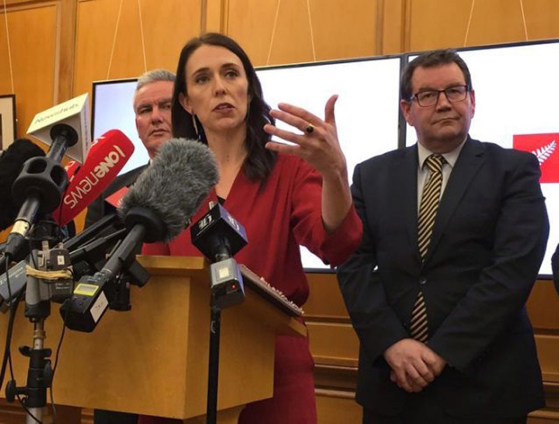 New Zealand Labour leader Jacinda Ardern speaks to the press after leader of New Zealand First party Winston Peters announced his support for her party in Wellington, New Zealand, October 19, 2017.   REUTERS/Charlotte Greenfield