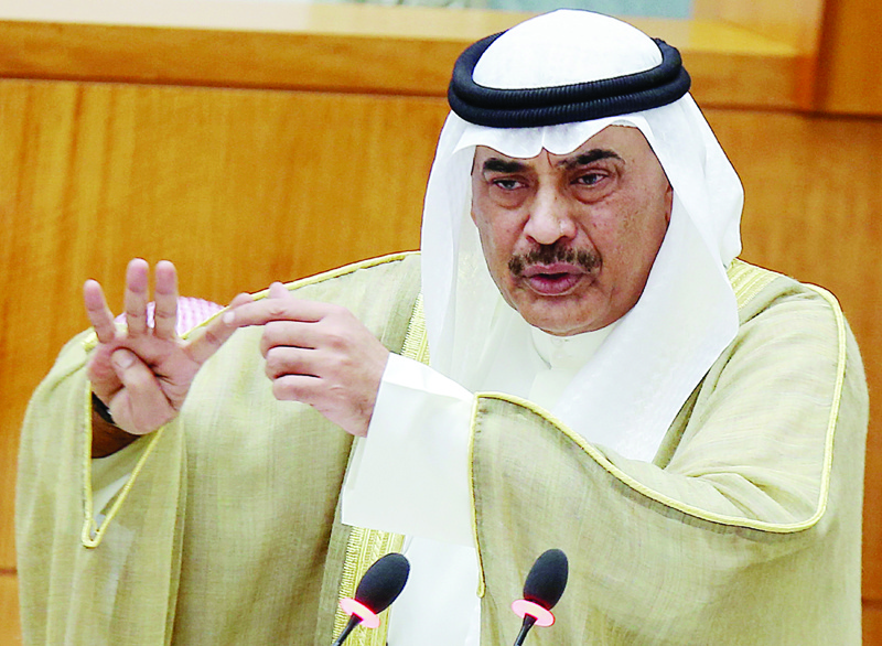 Kuwaiti prime minister Sheikh Sabah al-Khaled al-Sabah speaks during an interpellation session at the national assembly 9parliament) in Kuwait City on September 22, 2020. (Photo by YASSER AL-ZAYYAT / AFP)