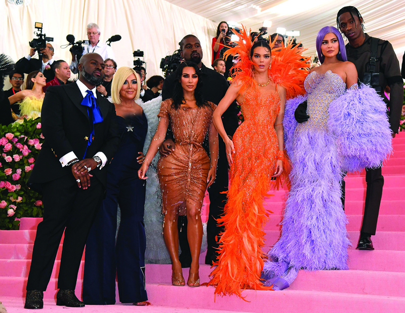 In this file photo  Corey Gamble, Kris Jenner, Kanye West, Kim Kardashian West, Kendall Jenner, Kylie Jenner and Travis Scott arrives for the 2019 Met Gala at the Metropolitan Museum of Art in New York.-AFP photos