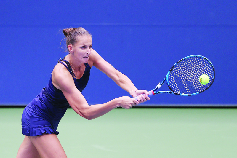 NEW YORK, NEW YORK - AUGUST 31: Karolina Pliskova of the Czech Republic returns a shot during her Women's Singles first round match against Anhelina Kalinina of the Ukraine on Day One of the 2020 US Open at the USTA Billie Jean King National Tennis Center on August 31, 2020 in the Queens borough of New York City.   Al Bello/Getty Images/AFP