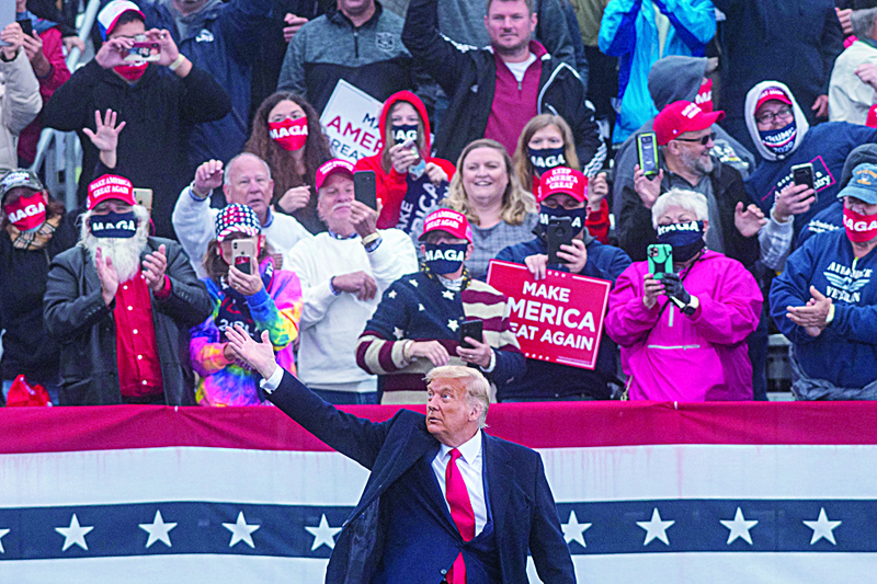 LITITZ, PA - OCTOBER 26: President Donald Trump holds a rally on October 26, 2020 in Lititz, Pennsylvania. With 8 days to go before the election, Trump is today holding 3 rallies across Pennsylvania, a crucial battleground state. In 2016, Trump won Pennsylvania by only 44,000 votes out of more than 6 million cast, the first Republican to carry the Keystone State since 1988.   Mark Makela/Getty Images/AFP