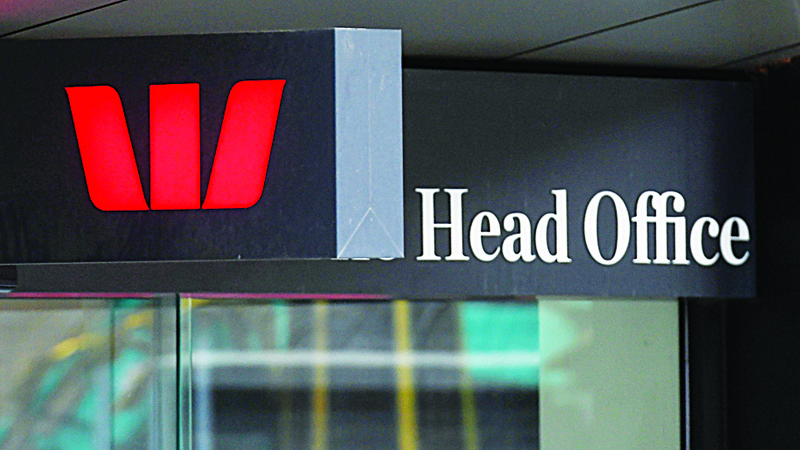 Signage on a Westpac bank is displayed in Melbourneís central business district on September 24, 2020. (Photo by William WEST / AFP)