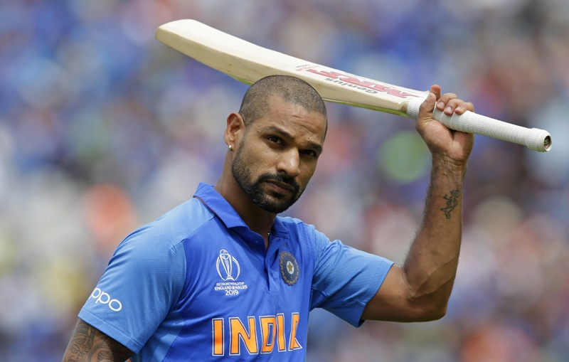 LONDON, ENGLAND - JUNE 09: Shikhar Dhawan of India walks off after being caught out during the Group Stage match of the ICC Cricket World Cup 2019 between India and Australia at The Oval on June 9, 2019 in London, England. (Photo by Henry Browne/Getty Images)