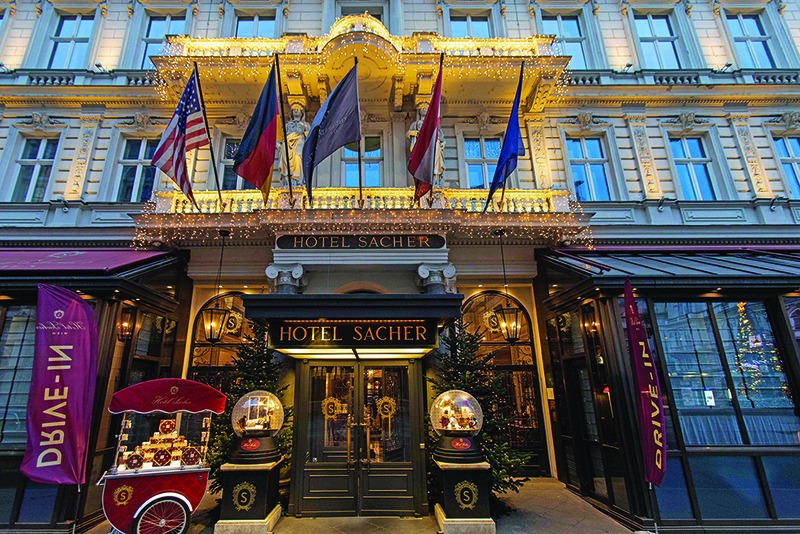 The entrance of the famous Hotel Sacher is pictured in Vienna. — AFP photos