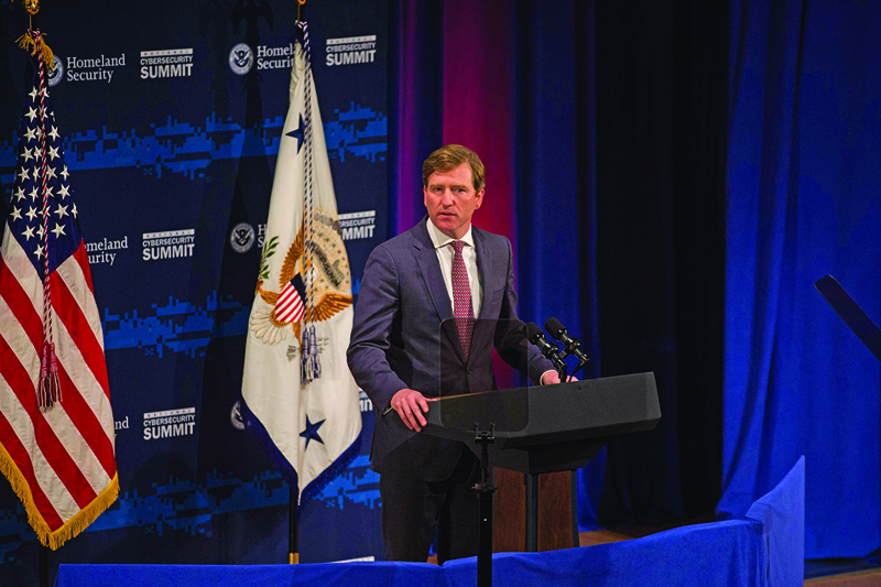 (FILES) In this file photo taken on July 30, 2018 U.S. Department of Homeland Security Under Secretary Chris Krebs speaks during the Department of Homeland Security's Cybersecurity Summit on July 31, 2018 in New York City. - US President Donald Trump fired Chris Krebs, Director of the Cybersecurity and Infrastructure Security Agency in the Department of Homeland Security, in a tweet on November 17, 2020. (Photo by Kevin Hagen / GETTY IMAGES NORTH AMERICA / AFP)