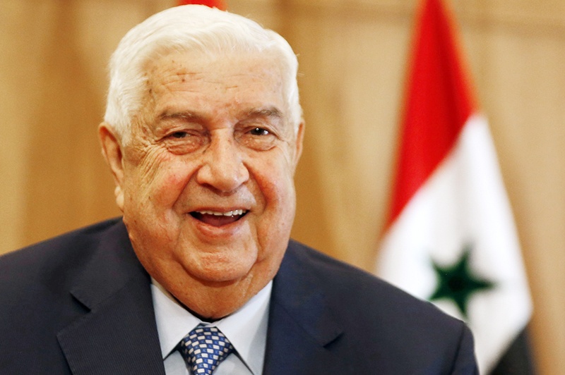 (FILES) In this file photo taken on June 23, 2020, Syria's Foreign Minister Walid Muallem holds a press conference on new US sanctions imposed on the country, in the capital Damascus. - Syria's foreign minister, Walid Muallem, died November 16, 2020 at dawn at the age of 79, the government announced on state television. (Photo by LOUAI BESHARA / AFP)