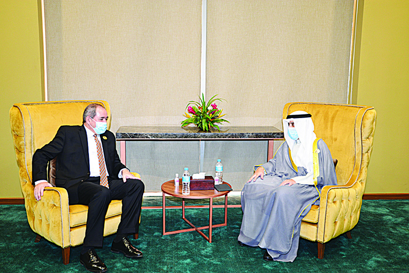 Kuwait’s Foreign Minister Sheikh Dr Ahmad Nasser Al-Sabah meets Algerian Minister of Foreign Affairs Sabri Boukadoum.