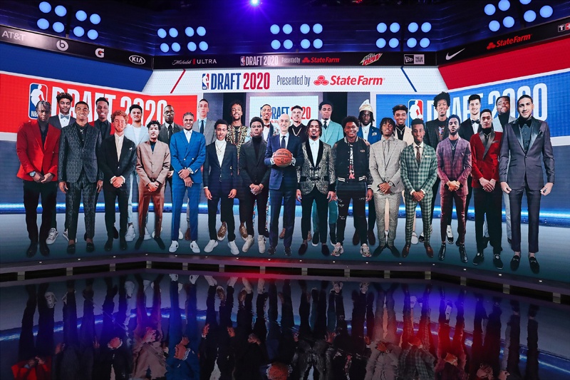 BRISTOL, CT - NOVEMBER 18: NBA Commissioner, Adam Silver is seen on stage for a group photo with the 2020 NAB Draft Prospects on November 18, 2020 in Bristol, Connecticut at ESPN Headquarters. NOTE TO USER: User expressly acknowledges and agrees that, by downloading and/or using this photograph, user is consenting to the terms and conditions of the Getty Images License Agreement. Mandatory Copyright Notice: Copyright 2020 NBAE   Nathaniel S. Butler/NBAE via Getty Images/AFP