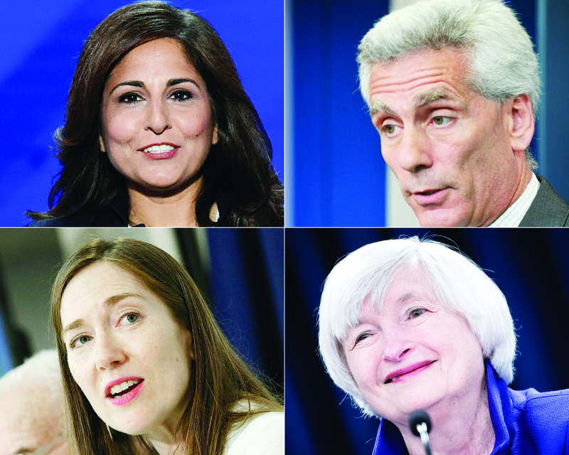 (COMBO) This combination of file pictures created on November 30, 2020 showsn(L-R)Neera Tanden, former President of the Center for American Progress Action Fund, during the third day of the Democratic National Convention at the Wells Fargo Center, July 27, 2016 in Philadelphia, Pennsylvania.     Jared Bernstein, former Chief Economist and Economic Policy Adviser to US Vice President Joseph Biden, at the daily White House briefing at the White House in Washington on June 8, 2009, former Center for American Progress Senior Fellow Heather Boushey in a panel discussion about the release of a new report authored by Nobel-prize winning economist Joseph Stiglitz on May 12, 2015 in Washington, DC, and aphoto taken on December 13, 2017 of former Federal Reserve Board Chair Janet Yellen during a briefing at the US Federal Reserve in Washington, DC. - President-elect Joe Biden on November 30, 2020 announced key members of his economic team, including Janet Yellen, Secretary of the Treasury; Neera Tanden, Director of the Office of Management and Budget; Wally Adeyemo, Deputy Secretary of the Treasury; Cecilia Rouse, Chair of the Council of Economic Advisers; and Jared Bernstein and Heather Boushey, members of the Council of Economic Advisers.nPresident-elect Joe Biden on November 30, 2020 announced key members of his economic team, including Janet Yellen, Secretary of the Treasury; Neera Tanden, Director of the Office of Management and Budget; Wally Adeyemo, Deputy Secretary of the Treasury; Cecilia Rouse, Chair of the Council of Economic Advisers; and Jared Bernstein and Heather Boushey, members of the Council of Economic Advisers.nPresident-elect Joe Biden on November 30, 2020 announced key members of his economic team, including Janet Yellen, Secretary of the Treasury; Neera Tanden, Director of the Office of Management and Budget; Wally Adeyemo, Deputy Secretary of the Treasury; Cecilia Rouse, Chair of the Council of Economic Advisers; and Jared Bernstein and Heather Boushey