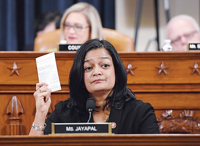 WASHINGTON: In this file photo Democratic Representative Pramila Jayapal votes during the House Judiciary Committeefs vote. --AFP n