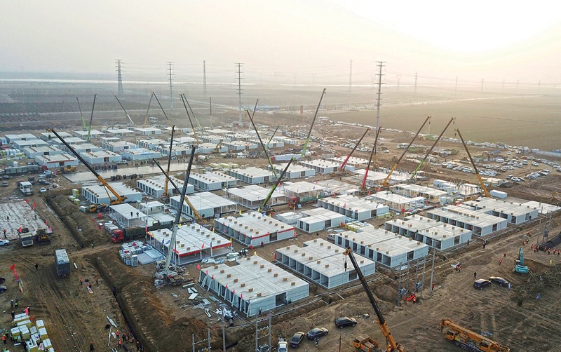 SHIJIAZHUANG, China: This aerial photo shows the under-construction centralized quarantine facilities, where people at risk of contracting the Covid-19 coronavirus are to be taken into quarantine. - AFP n