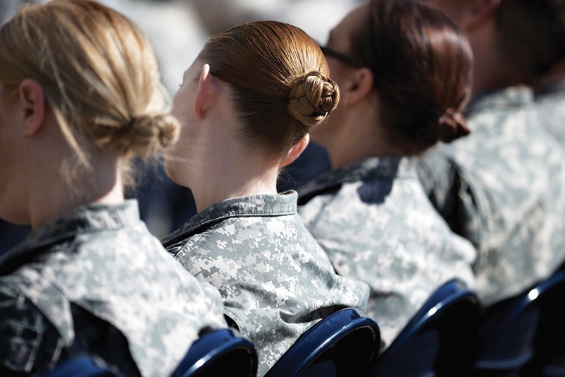 In this file photo soldiers, officers and civilian employees attend the commencement ceremony for the US Army's annual observance of Sexual Assault Awareness and Prevention Month in the Pentagon Center Courtyard in Arlington, Virginia.-AFP n