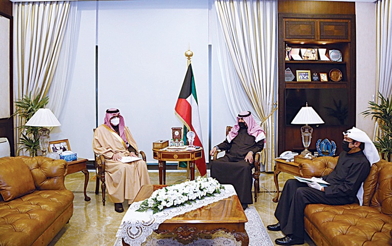KUWAIT: Deputy Foreign Minister Khaled Al-Jarallah meets Saudi Arabia's Ambassador to Kuwait Prince Sultan bin Saad bin Khaled bin Mohammad Al Saud. - Foreign Ministry photon