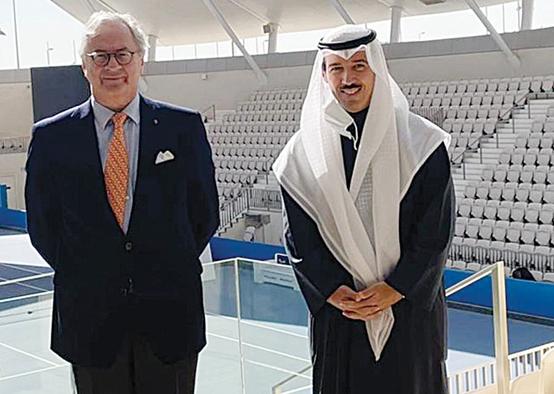 KUWAIT: Ambassador of Belgium to Kuwait Leo Peeters with President of Arab and Kuwait Tennis Federations Sheikh Ahmad Al-Jaber Al-Abdullah Al-Sabah.n